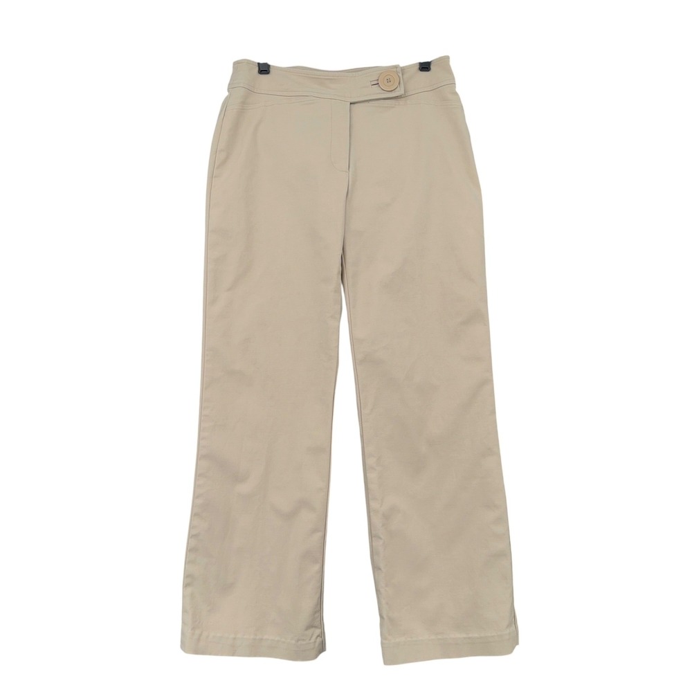 Elliott Lauren‎ Womens Tan Straight Leg Cotton Stretch Trousers Pants Size 8 USA